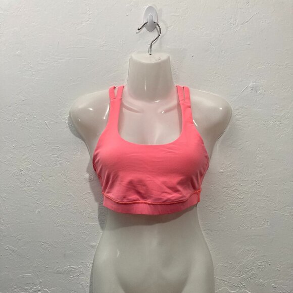 lululemon athletica Other - Lululemon Women’s Size 6 Energy Bra Long Line Neon Orange Sports Bra Crossback